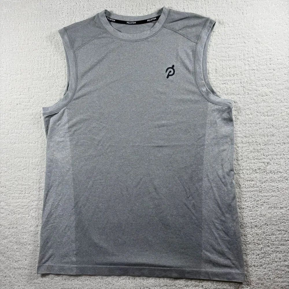 Peloton Seamless Sleeveless Athletic Muscle Tank in Light Gray - US Men’s XL